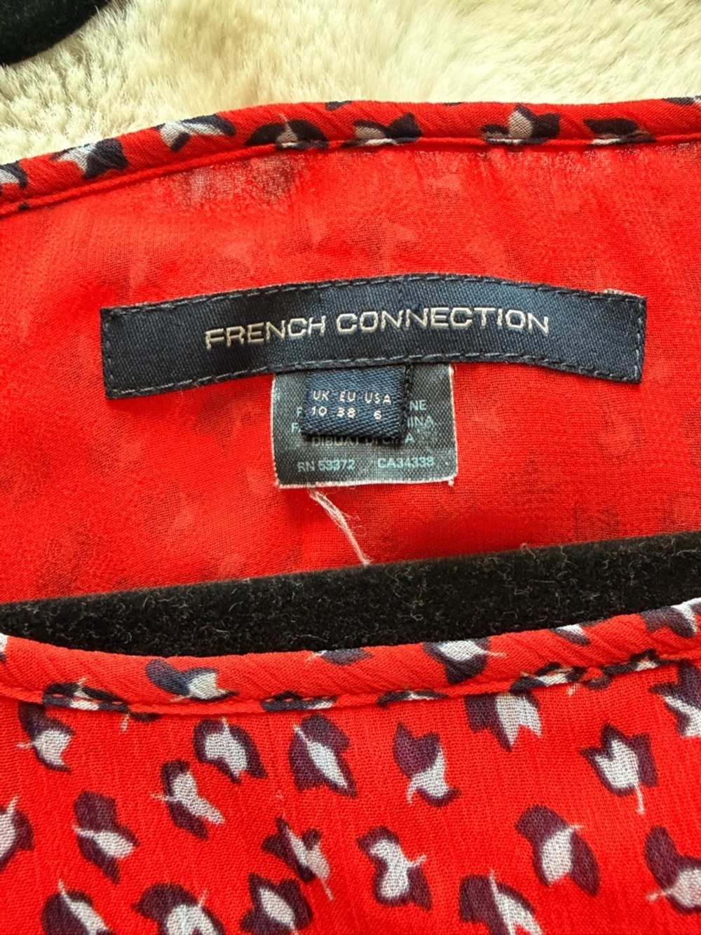 French Connection Women’s Red Printed Belted Dress size US 6 - Picture 6 of 7